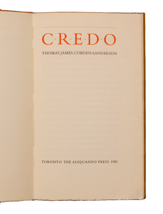 Item #106 Credo. T. J. COBDEN-SANDERSON