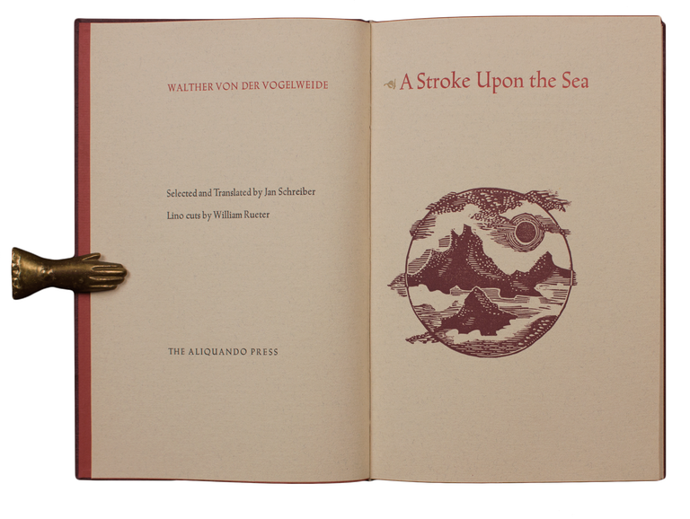 Item #113 A Stroke Upon the Sea.; Selected and Translated by Jan Schreiber. Walther Von der VOGELWEIDE.