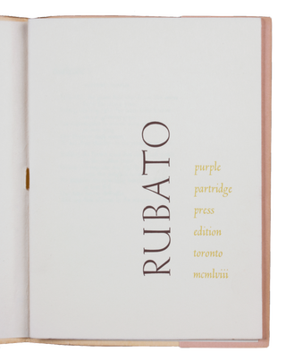 Item #179 RUBATO.; [new poems by young canadian poets]. John Robert COLOMBO, ed