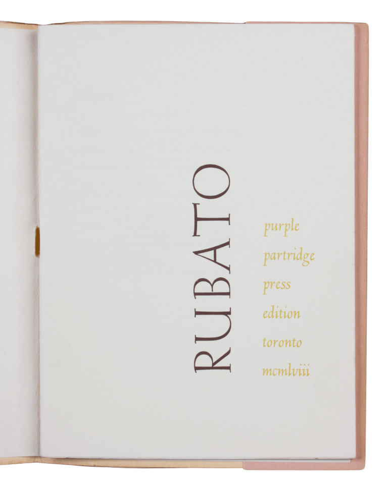 Item #179 RUBATO.; [new poems by young canadian poets]. John Robert COLOMBO, ed.