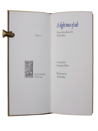 Item #182 A slight trace of ash; | Poems of recollection by Walter Bauer. Walter BAUER, trans...