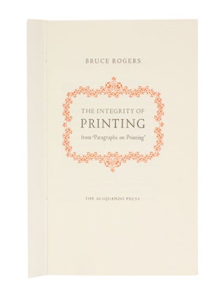The Integrity of Printing; | from ‘Paragraphs on Printing’